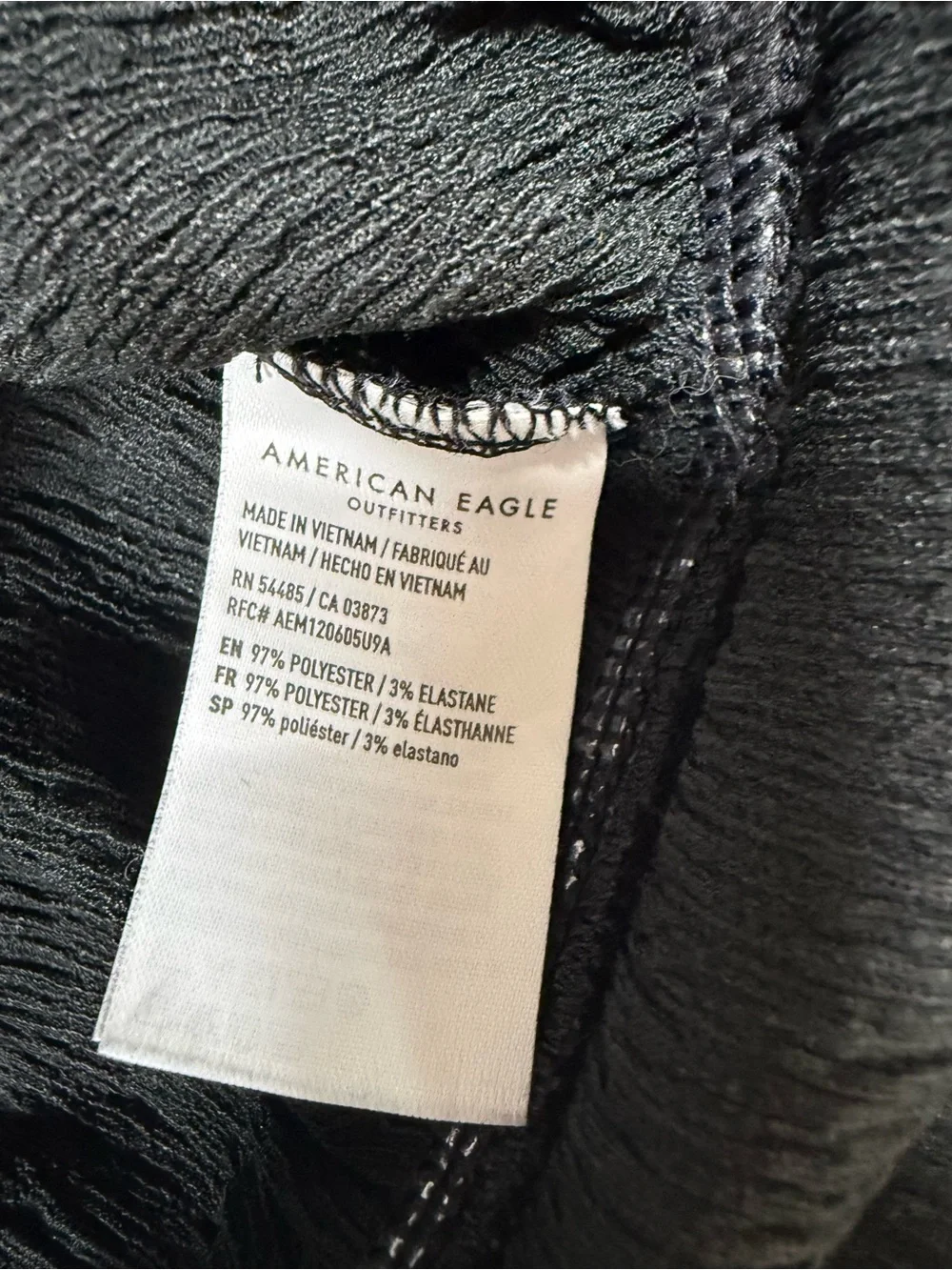 American Eagle Outfitters Black Smocked Tie-Front Crop Top